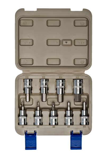 Juego con Vasos con Punta Hexagonales de 1/2" - 9 Piezas - IRIMO