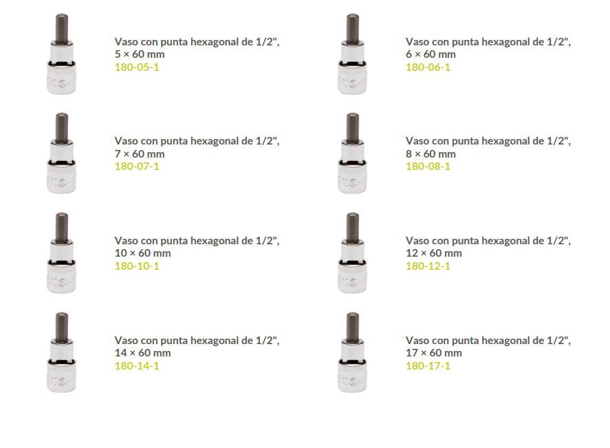 Juego con Vasos con Punta Hexagonales de 1/2" - 9 Piezas - IRIMO