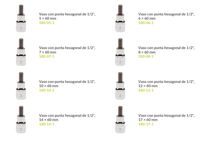 Juego con Vasos con Punta Hexagonales de 1/2" - 9 Piezas - IRIMO