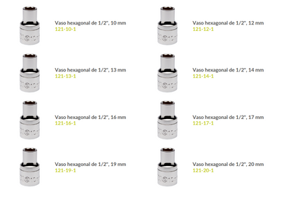 Juego de Vasos Hexagonales de 1/2" de 23 Piezas - IRIMO