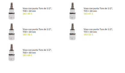 Juego de Vasos con Punta Torx de 1/2" 9 piezas - IRIMO