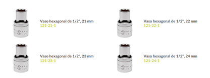 Juego de Vasos Hexagonales de 1/2" de 23 Piezas - IRIMO
