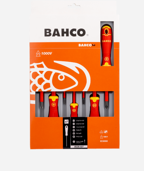 Juego de Destornilladores Aislados con Mango Multicomponente y Comprobador de Tension 150V - 250V / 7 Piezas - BAHCO
