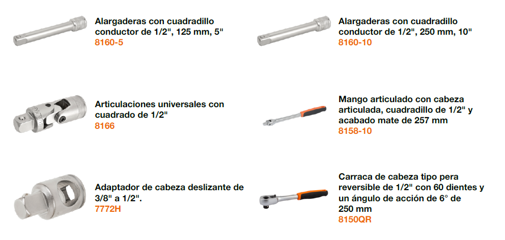 Juego de vasos de 1/2" con perfil estriado en mm y carraca - 24 piezas